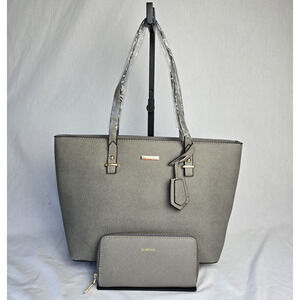 Elim & Paul Shoulder Bag with Matching Wallet Gray NWOT